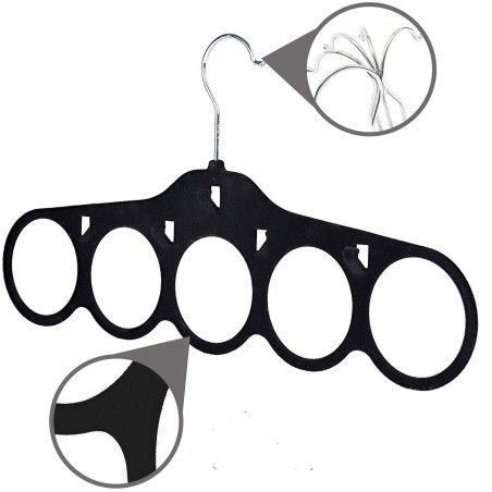 Hangers Black Multiple x3 Velvet with Holes, Perches 3 Pack in Black Velvet Closet 21x7x41 cm
