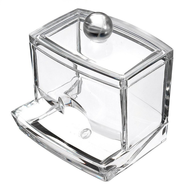Distributeur de Tampons Transparent en Acrylique de salle de Bain Accessoires d'Origine 9,3x8x9,9 cm