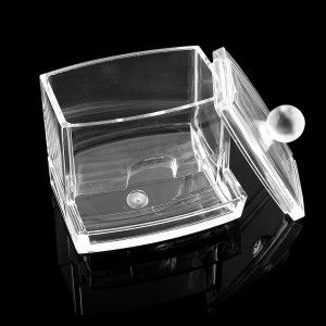 Dispenser Swabs Transparent Acrylic Bathroom Accessories Original 9,3x8x9,9 cm