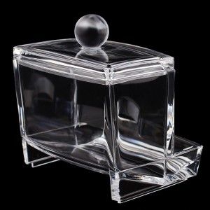 Dispensador de Bastoncillos Transparente en Acrílico, Accesorios de Baño Originales 9,3x8x9,9 cm