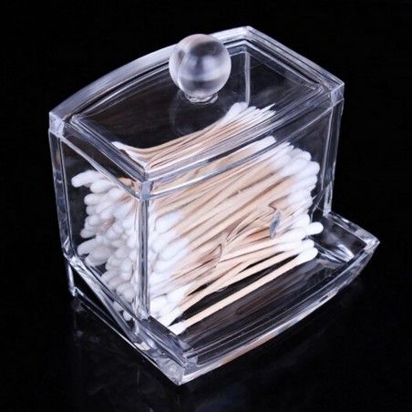 Distributeur de Tampons Transparent en Acrylique de salle de Bain Accessoires d'Origine 9,3x8x9,9 cm