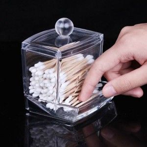 Dispenser Swabs Transparent Acrylic Bathroom Accessories Original 9,3x8x9,9 cm