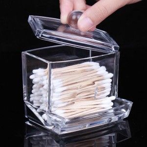Dispenser Swabs Transparent Acrylic Bathroom Accessories Original 9,3x8x9,9 cm