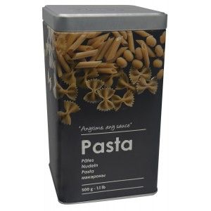Pasta casella, Metallo, Moderno, Pasta Scatola Nera e Argento con Disegni di Maccheroni in Rilievo, 18,5x10,5x10,5cm Casa e di