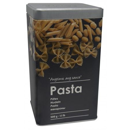 Caja para Pasta Metálica Moderna, Pasta Caja Negra y Plateada con Dibujos de Macarrones en Relieve, 18,5x10,5x10,5cm Hogar y Más