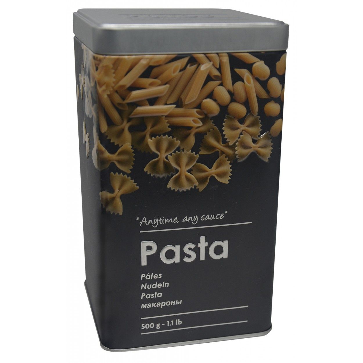 Pasta box, Metal, Modern, Pasta Box Black and Silver with Designs of Macaroni Embossed, 18,5x10,5x10,5cm Home and More