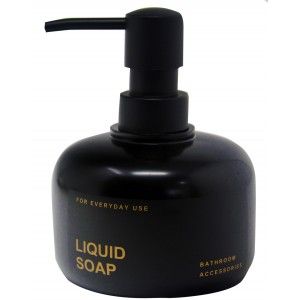 Dispenser in Resina Nera Circolare, Dispenser con finitura Lucida, Chic/Moderno, 14x9,5 cm - Casa e altro ancora