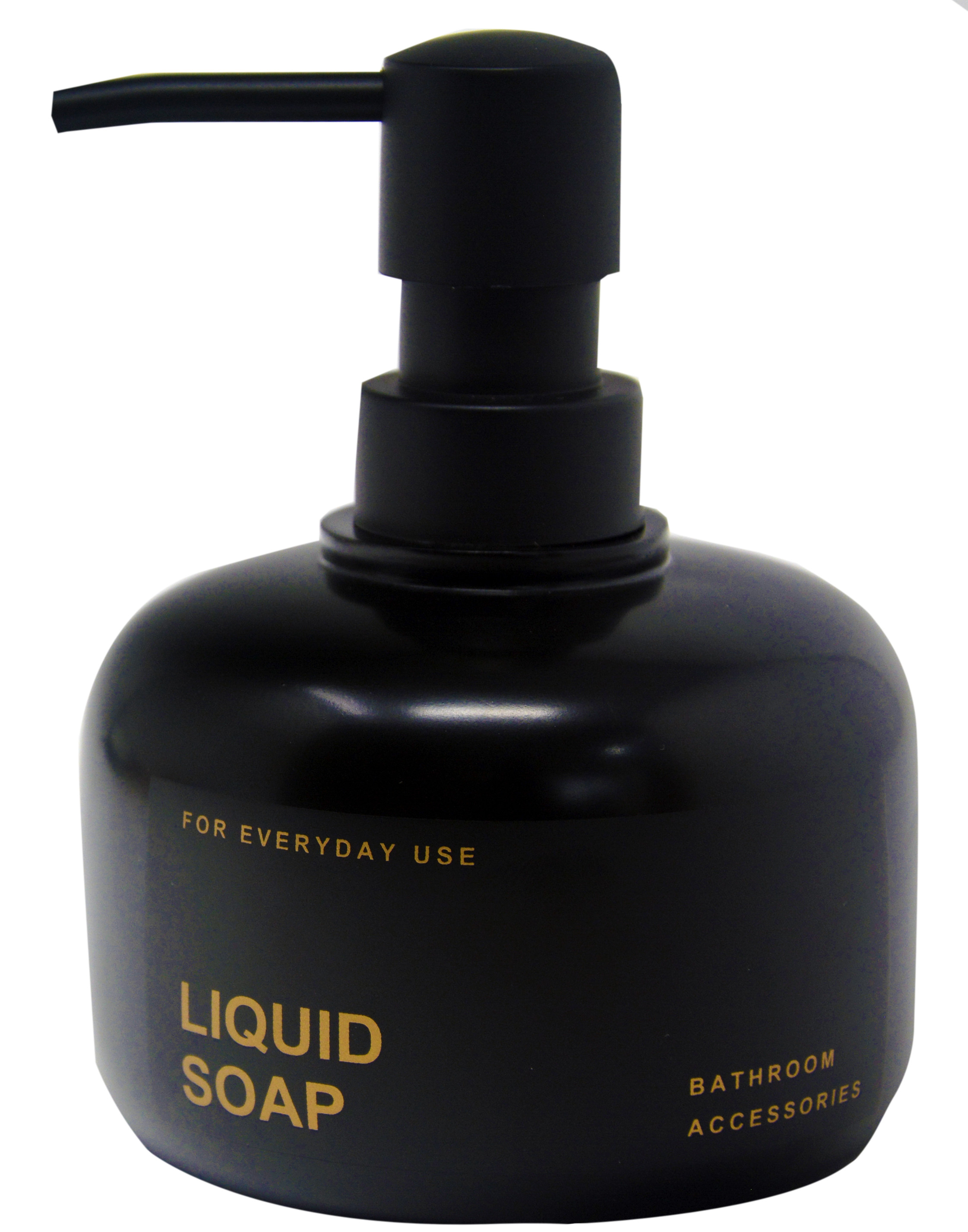 Dispenser Black Resin Circular, Dispenser with Glossy finish, Chic/Modern, 14x9,5cm - Home and More