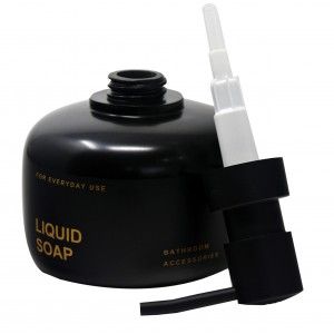Dispenser in Resina Nera Circolare, Dispenser con finitura Lucida, Chic/Moderno, 14x9,5 cm - Casa e altro ancora