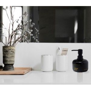 Dispenser Black Resin Circular, Dispenser with Glossy finish, Chic/Modern, 14x9,5cm - Home and More