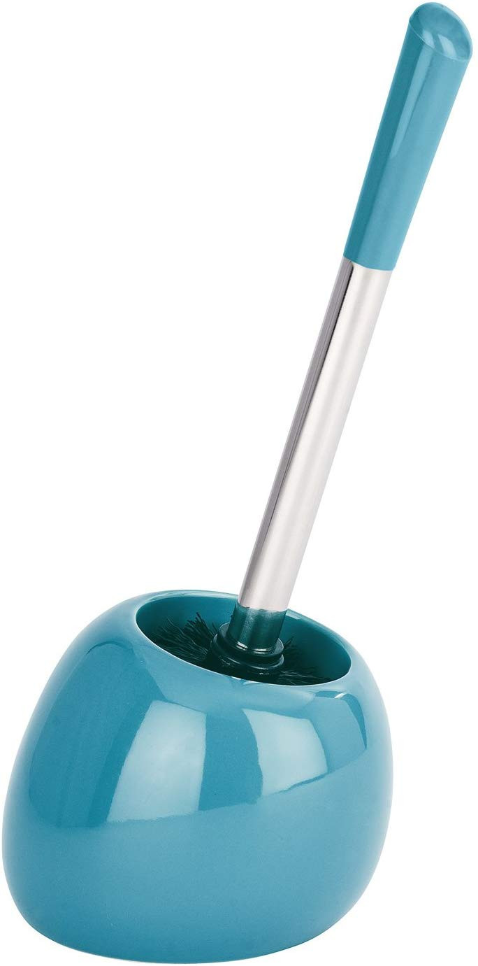 Escobillero de Toilette Turquoise en Céramique, Design Moderne et Original. Escobilleros WC salle de Bains 15X40 cm