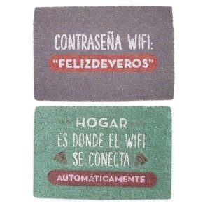 Felpudo Divertido/Original Antideslizante para Entrada, Realizado en Coco Natural con la Frase "Wifi" 40x70 cm.-Hogar y Mas-