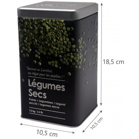 Box Legumes, Metallic, Modern, Legumes, Black Box and Silver with Drawings of Vegetables, Embossed 10,5x18,5cm - Home and More