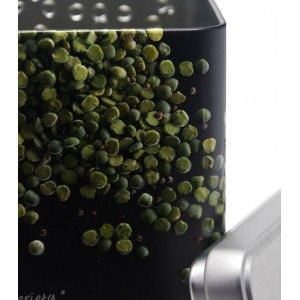 Box Legumes, Metallic, Modern, Legumes, Black Box and Silver with Drawings of Vegetables, Embossed 10,5x18,5cm - Home and More