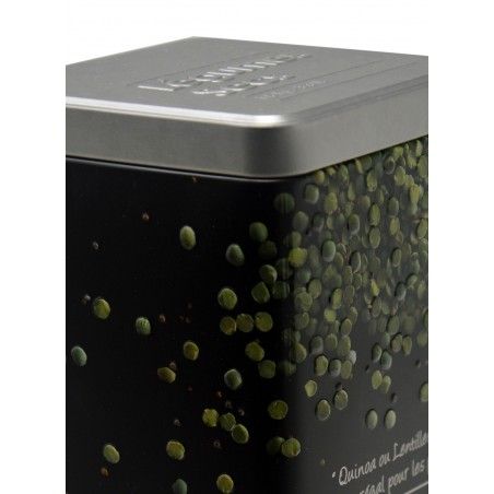 Box Legumes, Metallic, Modern, Legumes, Black Box and Silver with Drawings of Vegetables, Embossed 10,5x18,5cm - Home and More
