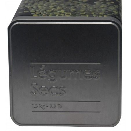 Box Legumes, Metallic, Modern, Legumes, Black Box and Silver with Drawings of Vegetables, Embossed 10,5x18,5cm - Home and More