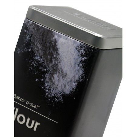 Box Flour Metal Modern Flour Box Black and Silver with Designs of Flour in Relief 10,5x18,5cm - Home and More