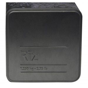 Box Rice Metal Modern Rice Box Black and Silver in Relief, with Pictures of Grains of Rice, 10,5x18,5cm - Home and More