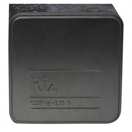 Boîte de Riz en Métal Modernes de Riz de la Boîte de Noir et de l'Argent en Relief, avec des Photos de Grains de Riz,