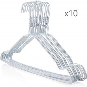 Cintres de Vêtements Métal x10, lot de 10 Cintres Résistant avec Encoche pour accrocher les Vêtements dans 40,5 cm