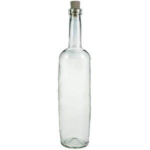 Botella Cristal Transparente 0,75L con Corcho para el Cierre, Diseño Liso y Limpio  7,5X29,3cm - Hogar y Más
