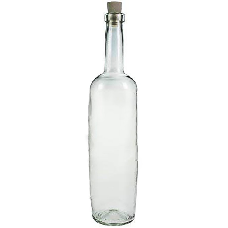 Bottle Clear Glass 0.75 L with Cork for Closure, Smooth Design and Clean 7,5X29,3 - Home and More