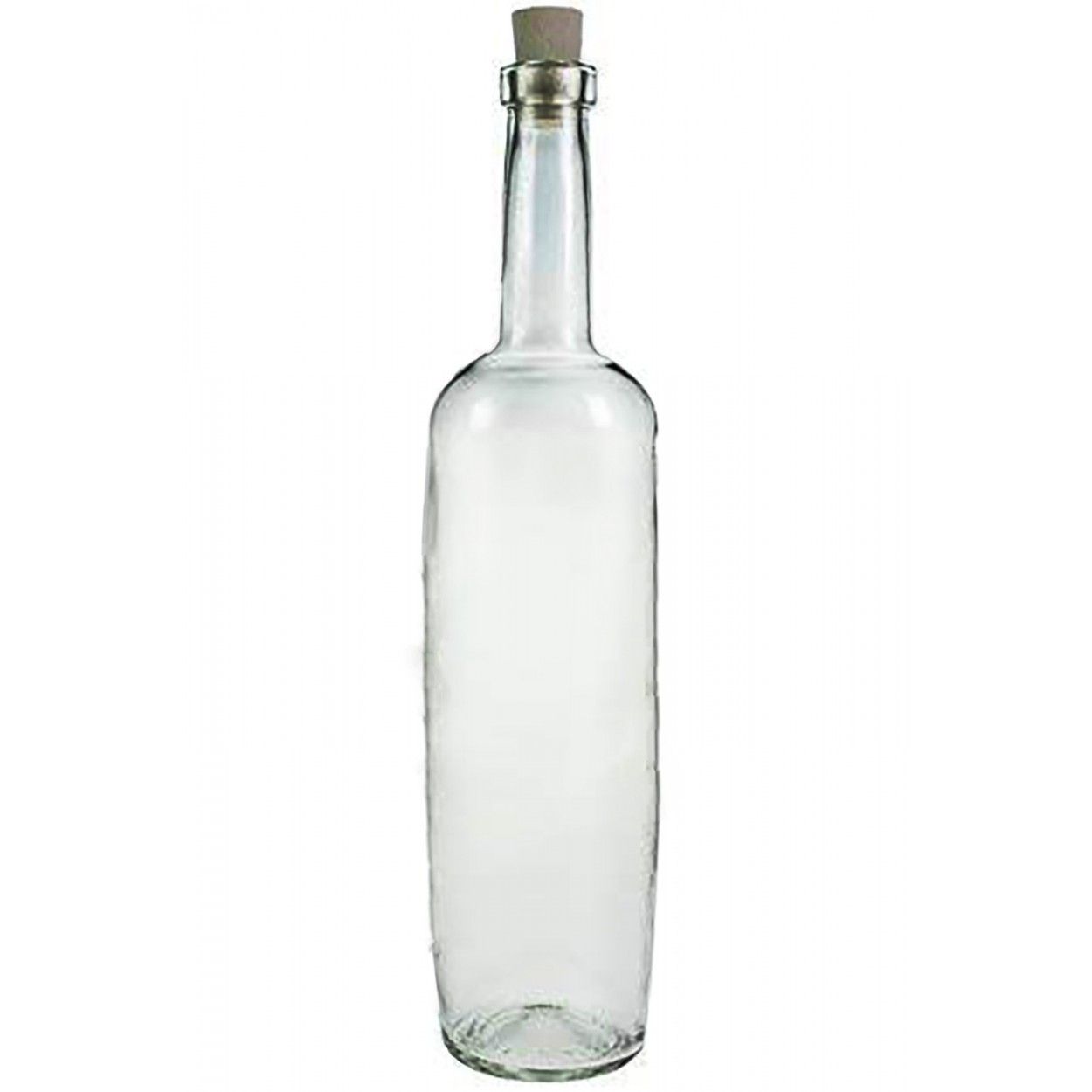 Botella Cristal Transparente 0,75L con Corcho para el Cierre, Diseño Liso y Limpio  7,5X29,3cm - Hogar y Más