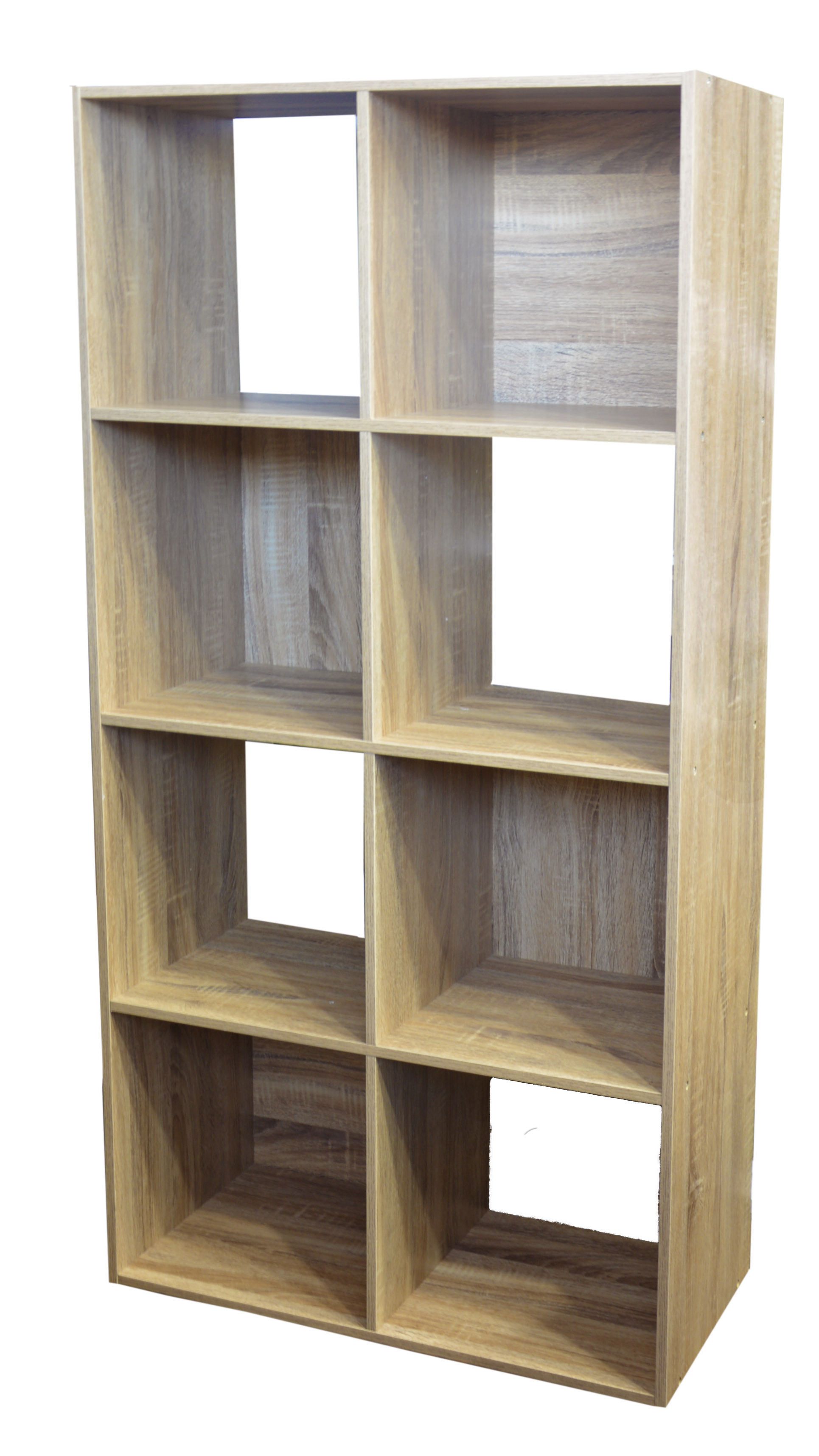 Bibliothèque en Bois avec 8 Compartiments, Plateau en Bois Original et Moderne.La décoration d'intérieur, 133,5x32,5x67,5 cm