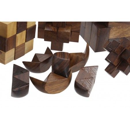 Gioco Puzzle in Legno 6 in 1, 3D Puzzle, Adolescenti e Adulti, Sheesham Ottone Puzzle, 17,5x12x6cm - Casa e altro ancora
