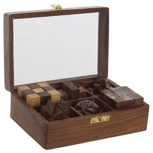 Gioco Puzzle in Legno 6 in 1, 3D Puzzle, Adolescenti e Adulti, Sheesham Ottone Puzzle, 17,5x12x6cm - Casa e altro ancora