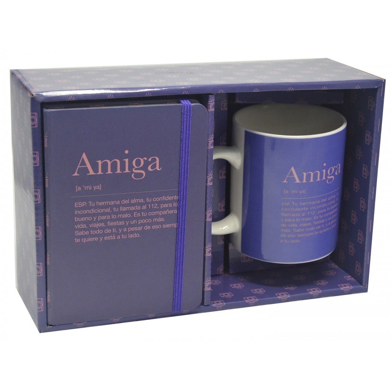 Set de Regalo Taza con Libreta, Significado "Amiga" 300mL, 8x9,5x8cm -Hogar y Más