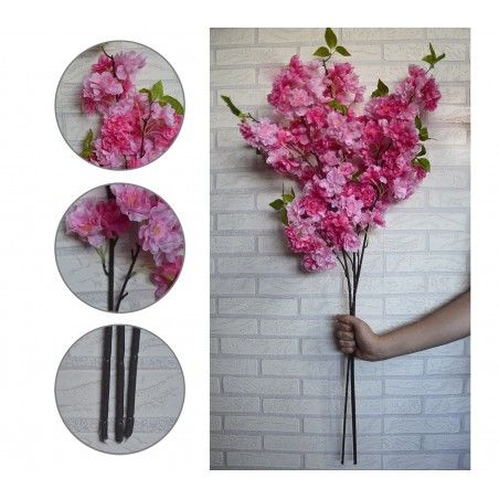 Lot de 3 Fleurs Artificielles Décoration des Vases à fleurs, la Fleur de Cerisier. Les Branches de Fleurs Décoratives 100 cm