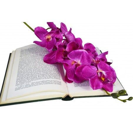 Orquidia Artificial Set de 3, Flores Artificiales de Interior. Ramo de Orquidias Decoración Primaveral  100 cm