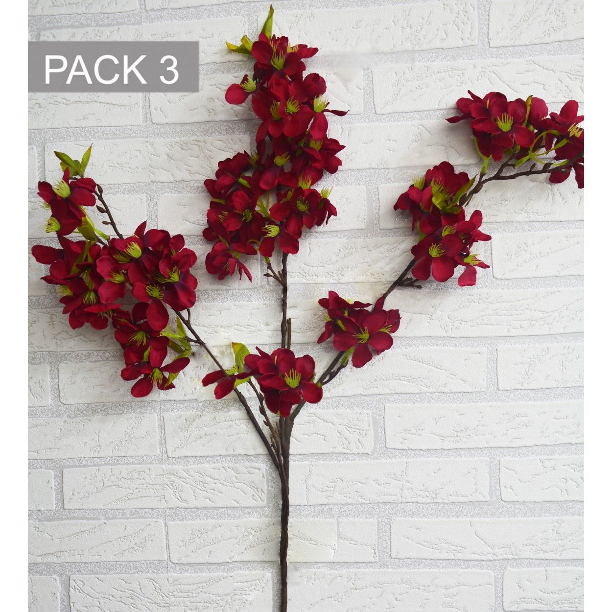 Fiori di mandorlo artificiale decorazione di vasi, Set di 3, Rami, Fiori, Decorativi Interni 85 cm