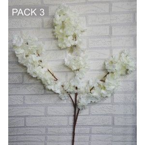 Fiori di Mandorlo Artificiale decorazione vasi di fiori, Set di 3, Rami, Fiori, Decorativo Interno 100 cm