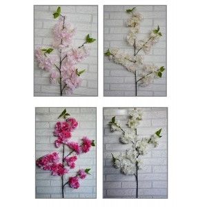 Set di 3 Fiori Artificiali Decorazione di Vasi di fiori, Fiore di Ciliegio. Rami Decorativi Fiori 100 cm