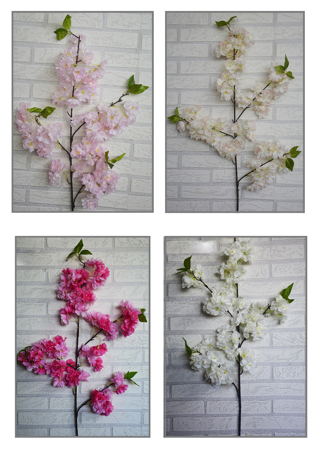 Set di 3 Fiori Artificiali Decorazione di Vasi di fiori, Fiore di Ciliegio. Rami Decorativi Fiori 100 cm