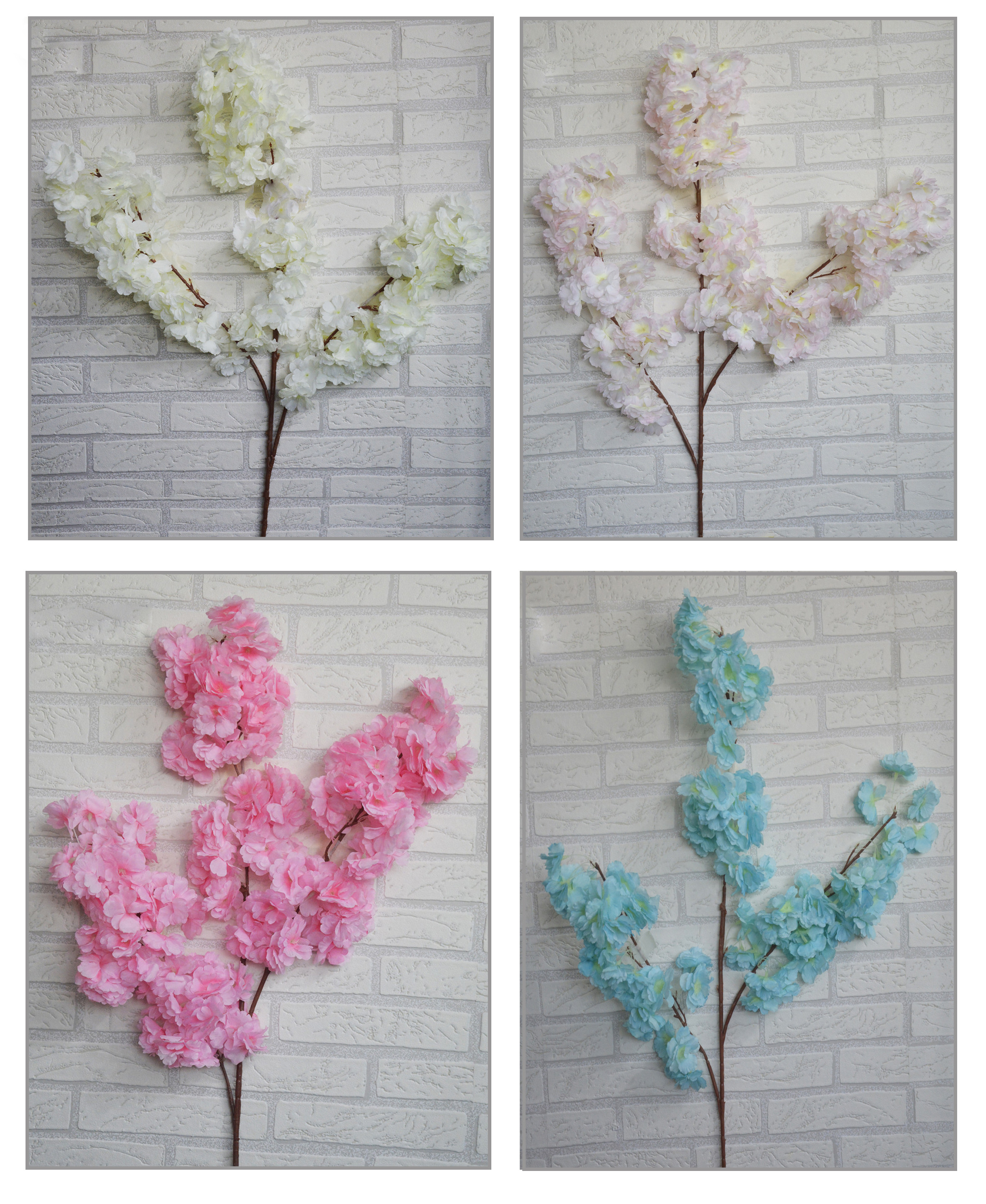 Fiori di Mandorlo Artificiale decorazione vasi di fiori, Set di 3, Rami, Fiori, Decorativo Interno 100 cm