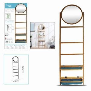 Étagère avec Miroir et des Paniers avec 5 Étagères, fabriqués en Bois Naturel. Design ergonomique/Bassic 49x3x175cm - Maison et