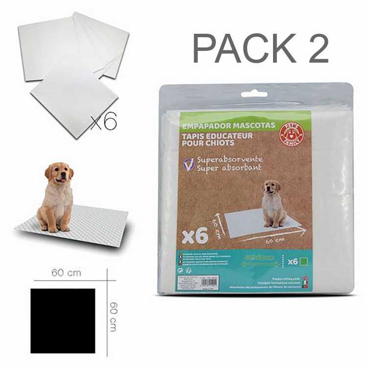 Empapador Dogs X6 set of 2, Wipes to training Pets. Mat Hygienic Absorbent 60x60 cm