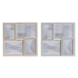 Marco de fotos Múltiple para Pared, de Madera, color Natural, Tamaño variado. Diseño Elegante/Moderno 32x3x32cm - Hogar y Más