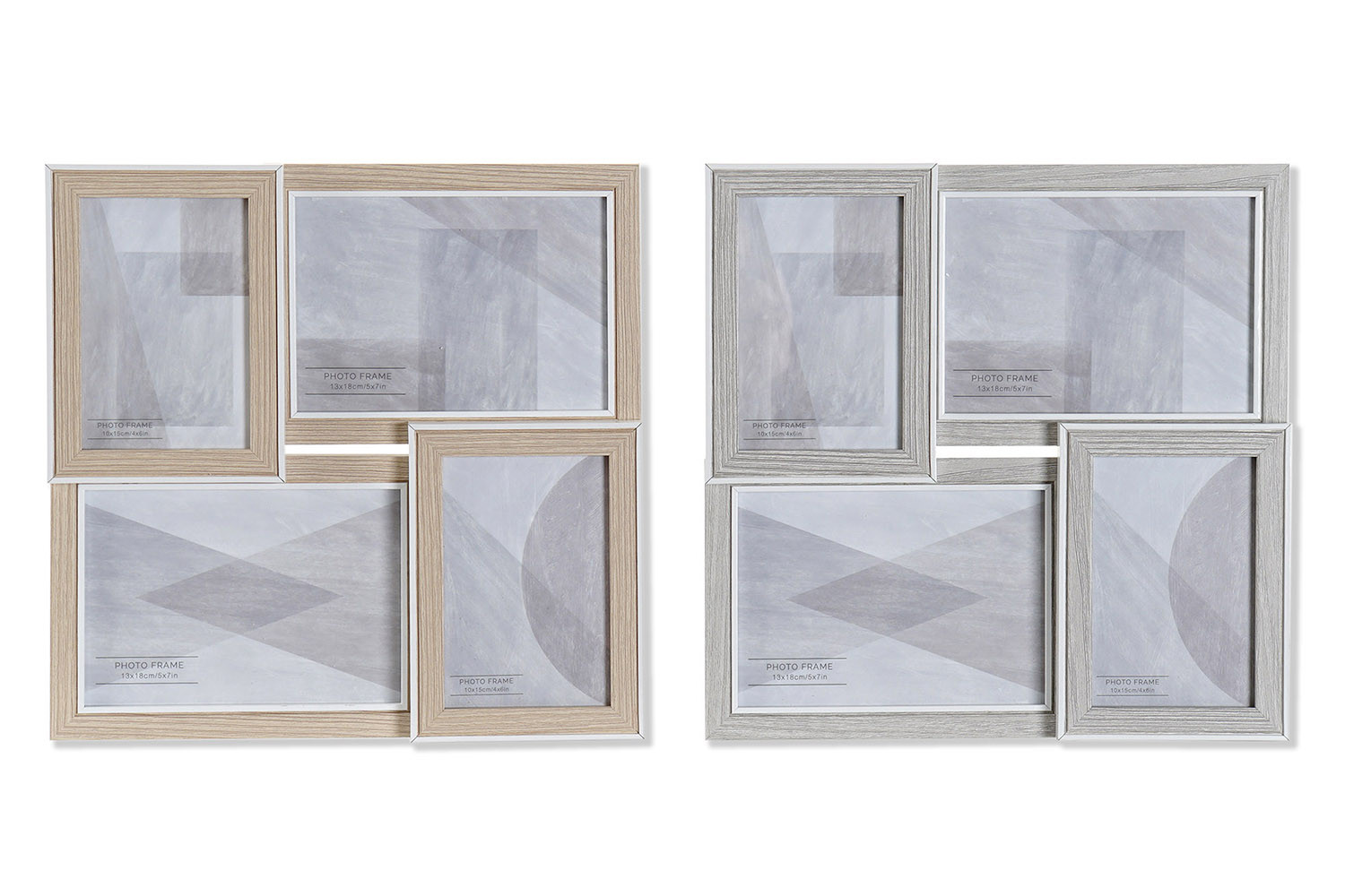 Marco de fotos Múltiple para Pared, de Madera, color Natural, Tamaño variado. Diseño Elegante/Moderno 32x3x32cm - Hogar y Más
