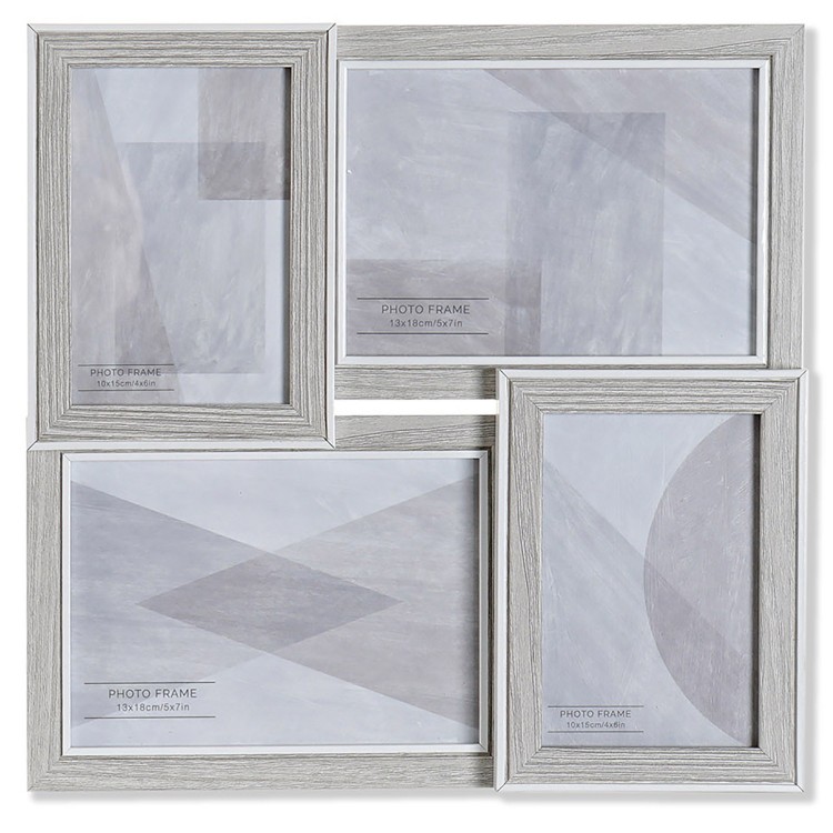 Marco de fotos Múltiple para Pared, de Madera, color Natural, Tamaño variado. Diseño Elegante/Moderno 32x3x32cm - Hogar y Más