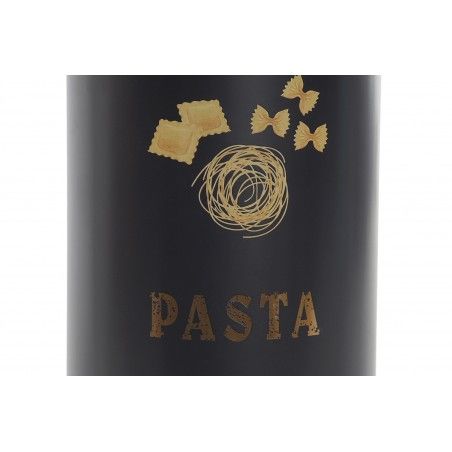 Bote Negro para Pasta de Metal 3000 ML,  Espaguetis Tarro de Almacenamiento con tapa Metálicos 10,8x10,8x32,8 cm