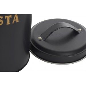 Pentola di Pasta Nera di Metallo 3000 ML, Spaghetti Vaso di Stoccaggio con coperchio in Metallo 10,8x10,8x32,8 cm