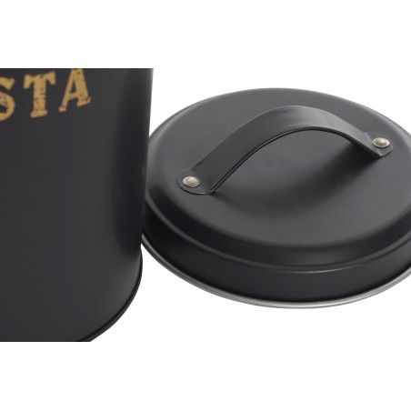 Pentola di Pasta Nera di Metallo 3000 ML, Spaghetti Vaso di Stoccaggio con coperchio in Metallo 10,8x10,8x32,8 cm