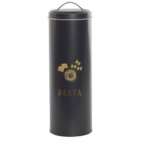 Pentola di Pasta Nera di Metallo 3000 ML, Spaghetti Vaso di Stoccaggio con coperchio in Metallo 10,8x10,8x32,8 cm