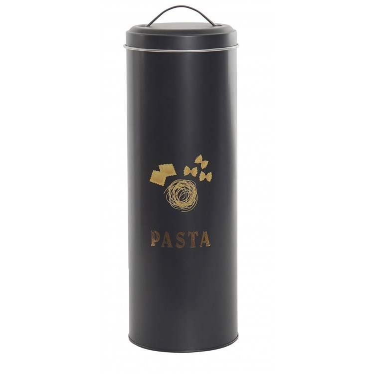Pentola di Pasta Nera di Metallo 3000 ML, Spaghetti Vaso di Stoccaggio con coperchio in Metallo 10,8x10,8x32,8 cm
