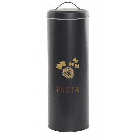 Bote Negro para Pasta de Metal 3000 ML,  Espaguetis Tarro de Almacenamiento con tapa Metálicos 10,8x10,8x32,8 cm