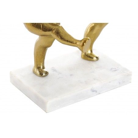 Gente che Balla d'Oro Figura, Decorativo Figura, realizzato in Alluminio e Marmo, Originale 29X13X24 cm